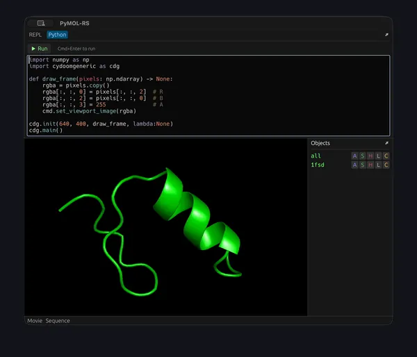 DOOM running inside PyMOL-RS as a plugin demo